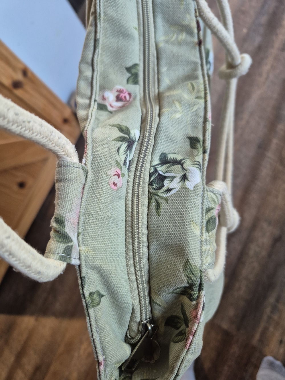 Farmhouse Is My Style Sage Green Floral Canvas Tote Bag Rope Handles - Picture 5 of 9